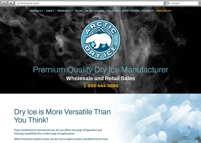 Responsive Website Design, Responsive Website Development for Arctic Dry Ice