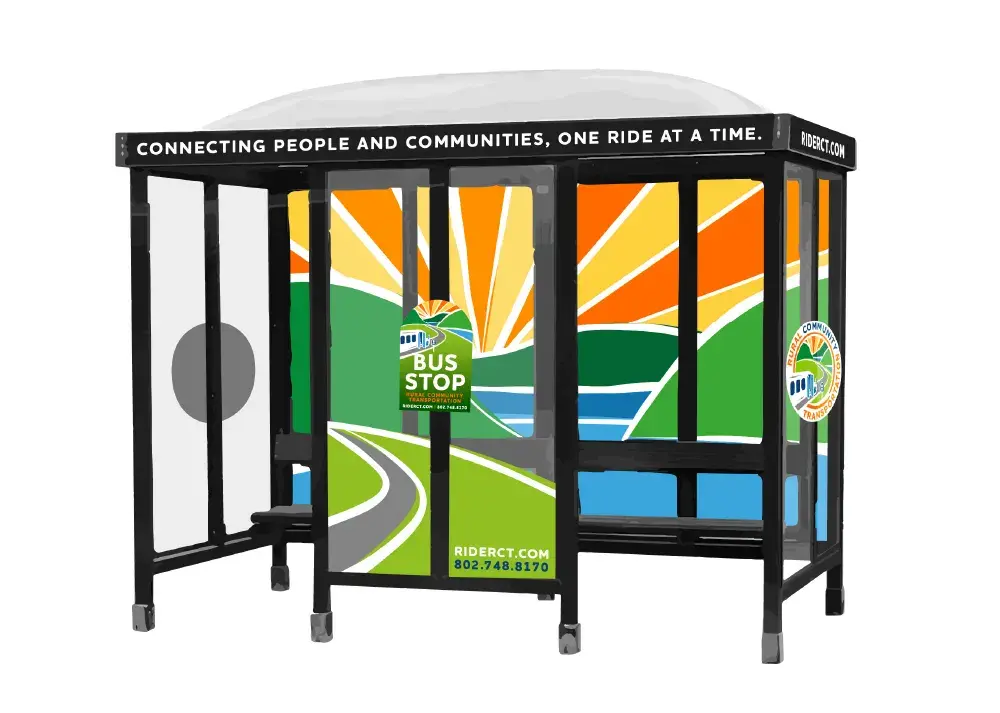 Branded Bus Stop Shelter for Rural Community Transportation