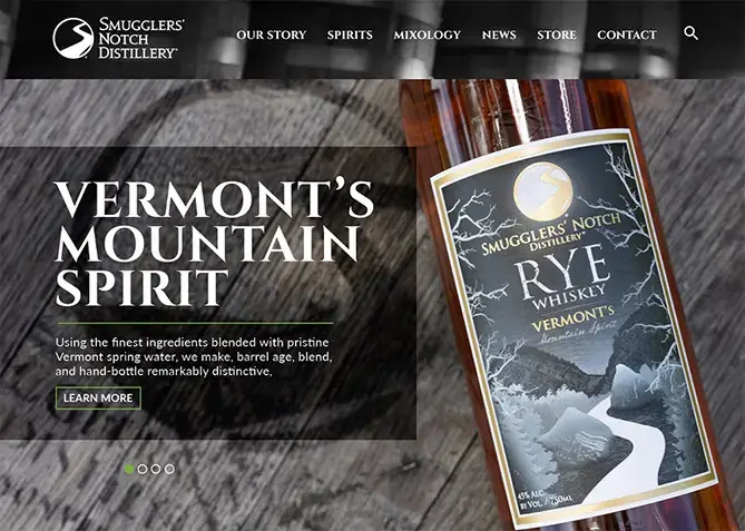 Website Design, Website Development for Smugglers' Notch Distillery