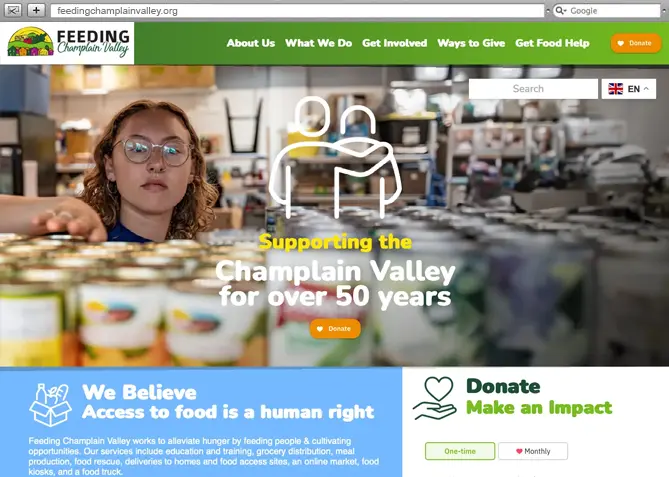 Responsive Website Design, Responsive Website Development for Feeding Champlain Valley