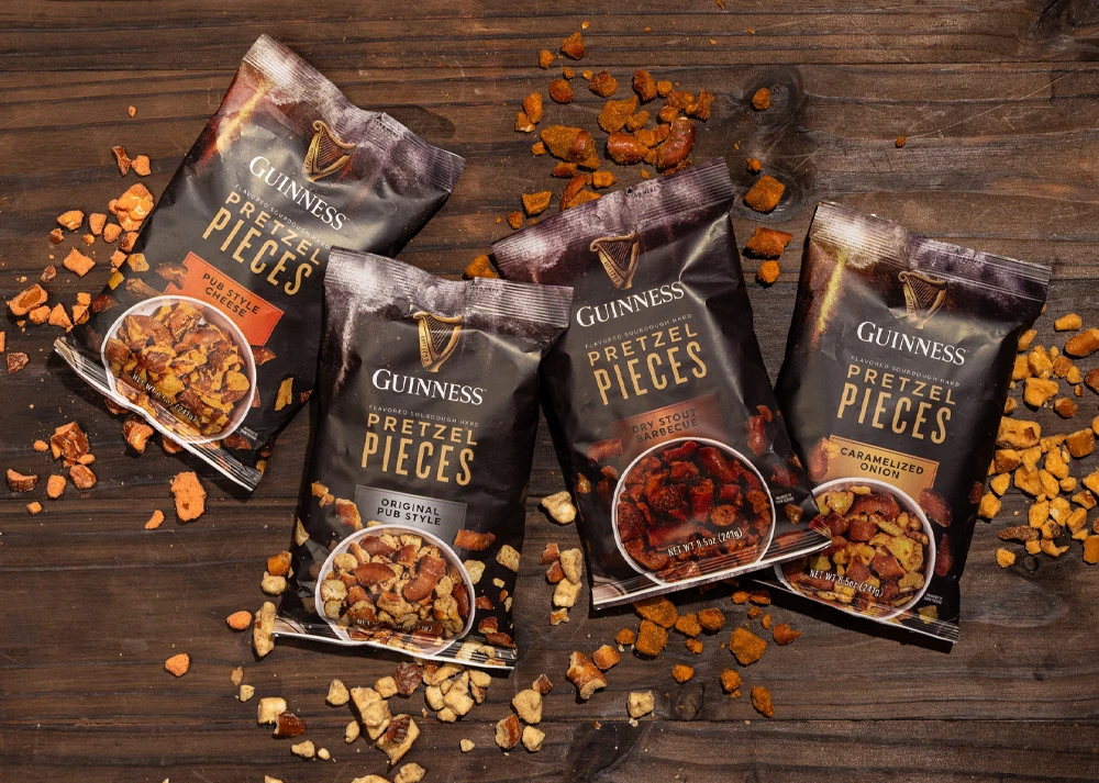 Packaging and Marketing Materials for Guiness Pretzel Pieces