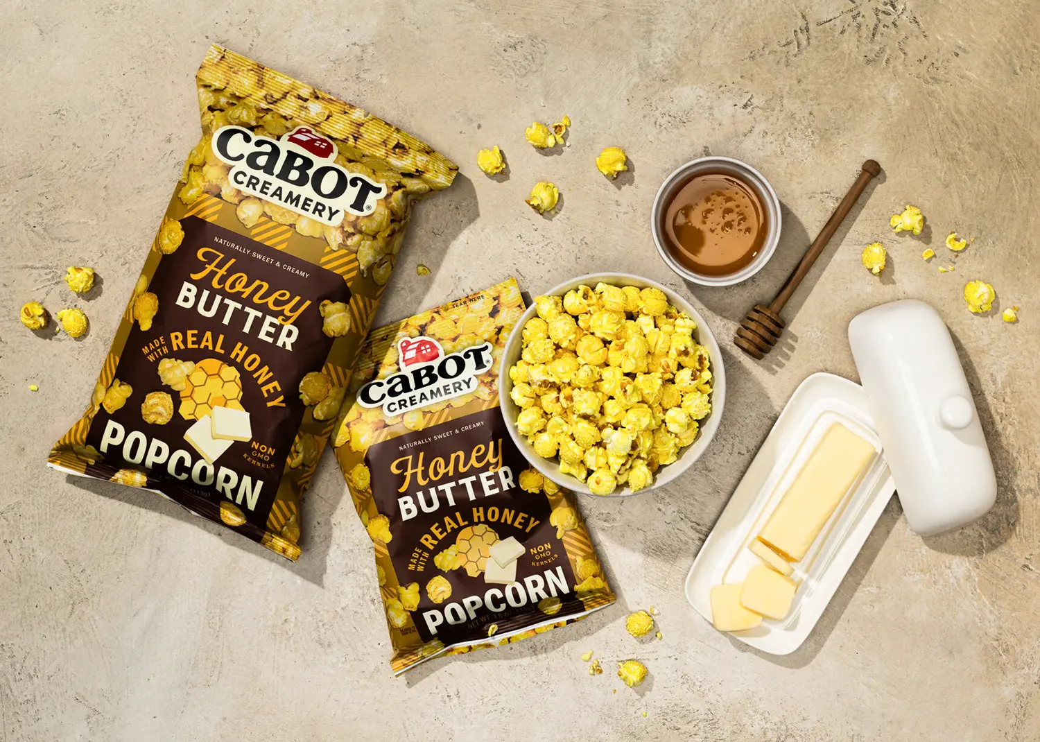 Packaging Design for Cabot Popcorn - Honey Butter Flavor