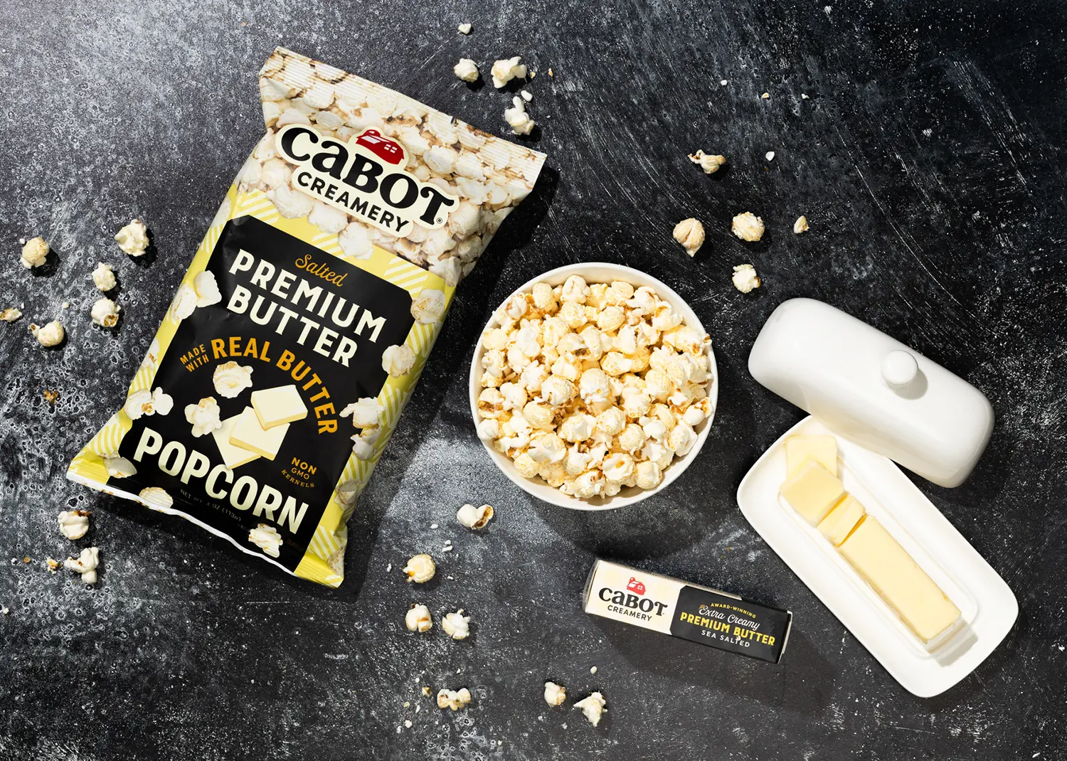 Packaging Design for Cabot Popcorn - Premium Butter Flavor