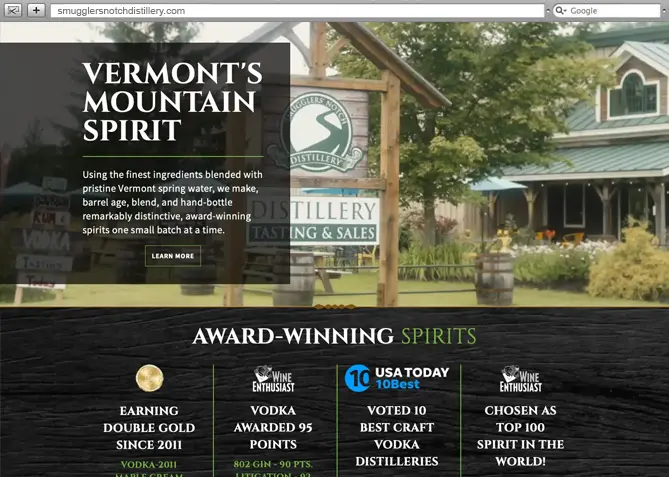 Responsive Website Design, Responsive Website Development for Smugglers' Notch Distillery