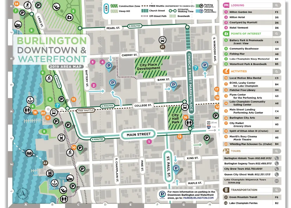 Illustration for Burlington Vermont Downtown Map