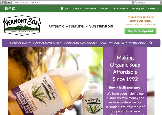 Responsive Website Design, Responsive Website Development for Vermont Soap