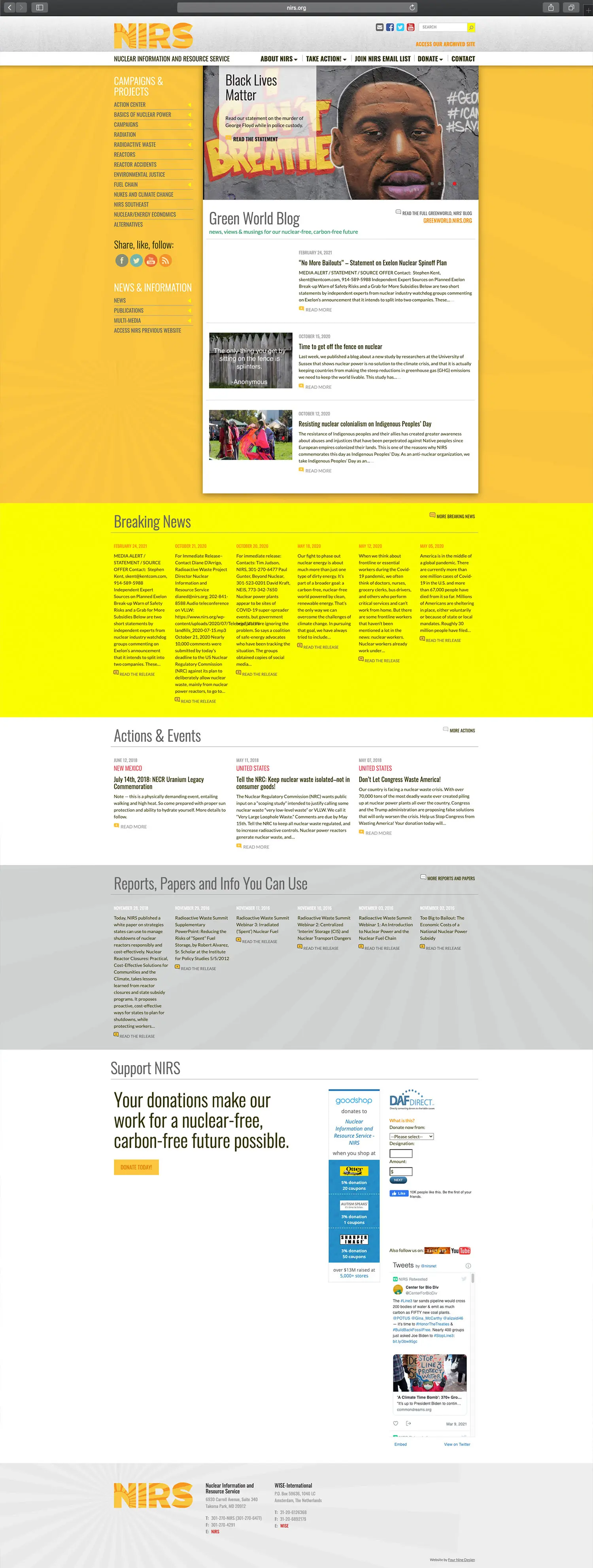 Website design and website development for N.I.R.S. - homepage view.