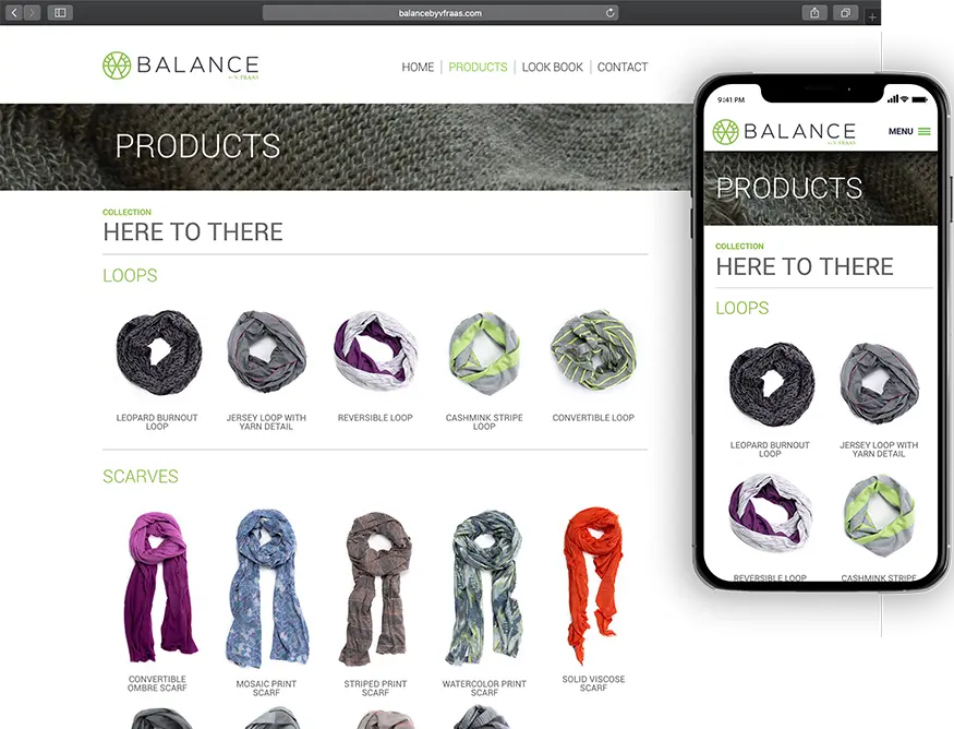 Website development for Balance - desktop and mobile view.