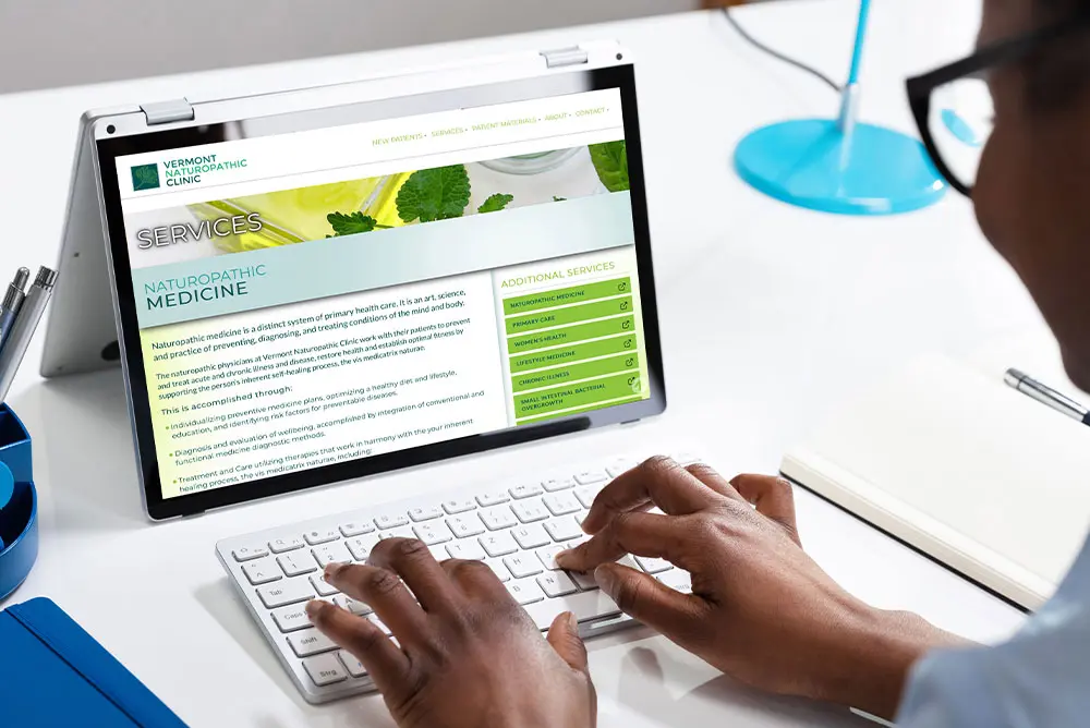 Website development for Vermont Naturopathic Clinic - use case scenario.