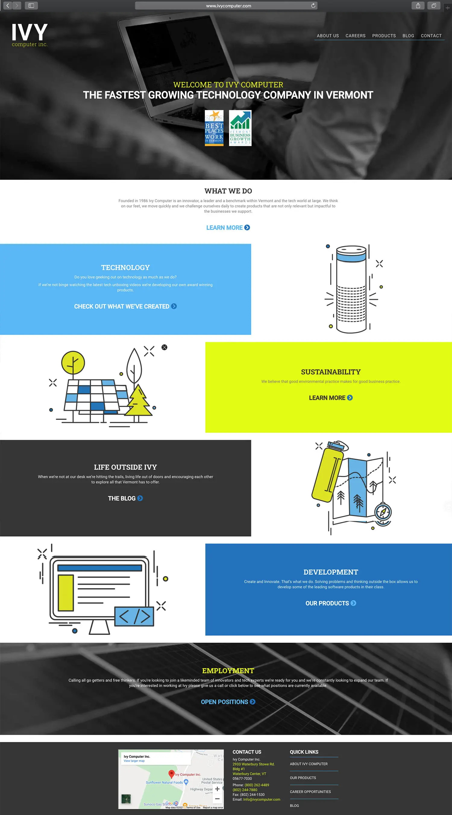 Website design and website development for Ivy Computer - homepage view.