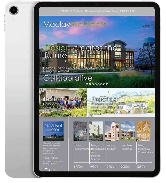 Website design for Maclay Architects - ipad view.