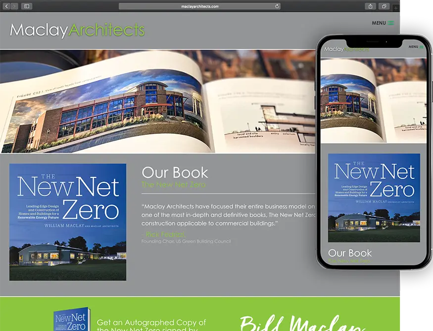 Website development for Maclay Architects - desktop and mobile view.