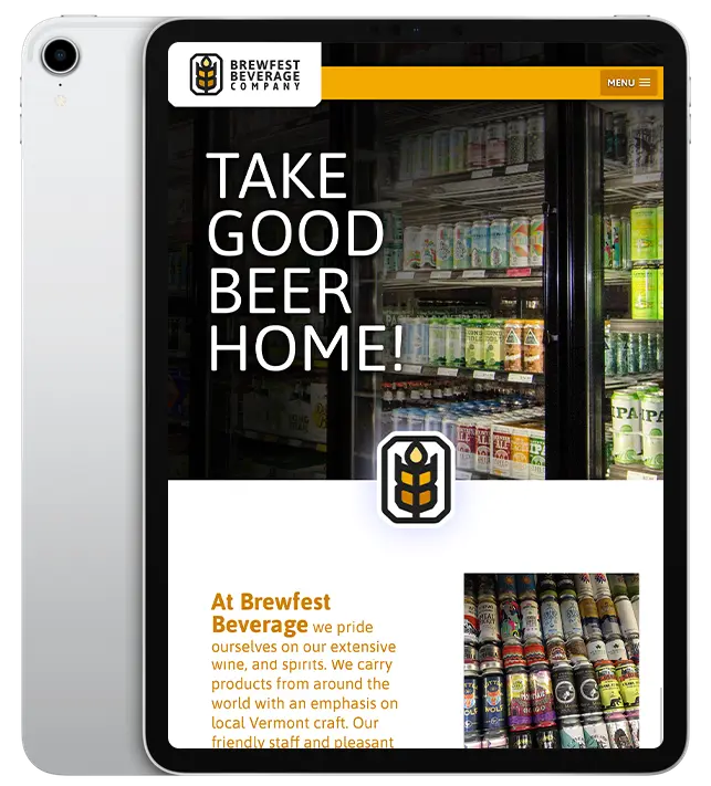 Website design for Brewfest Beverage - ipad view.