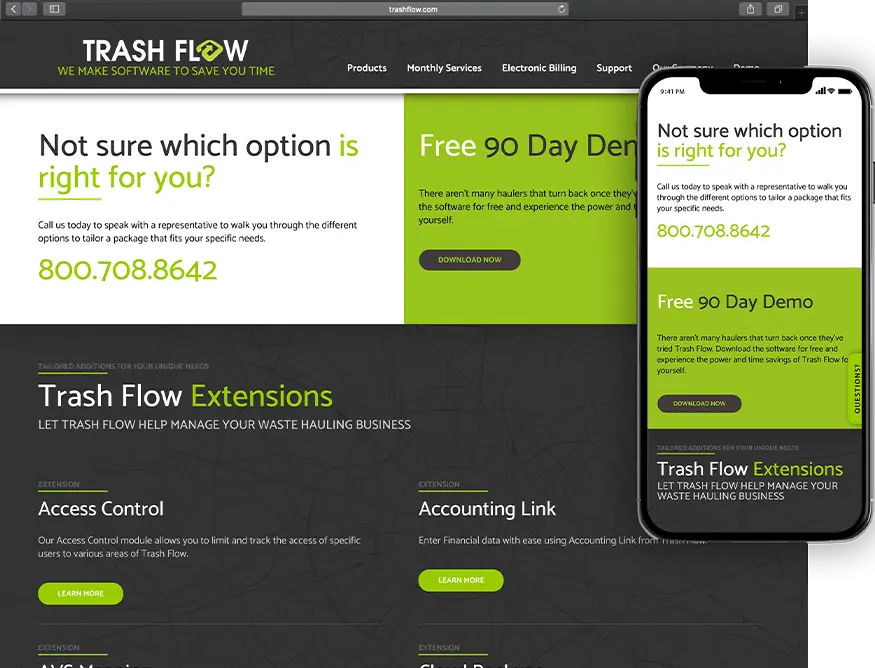Website development for client-replace - desktop and mobile view.