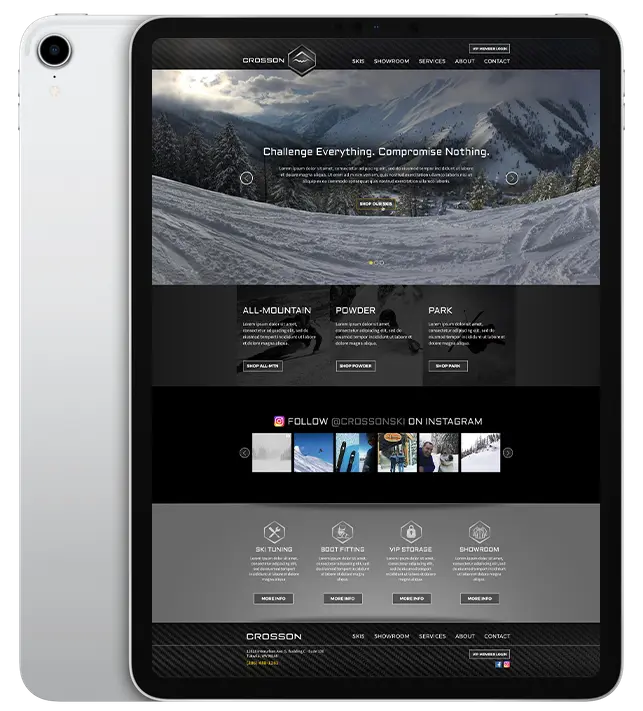 Website design for Crosson - ipad view.