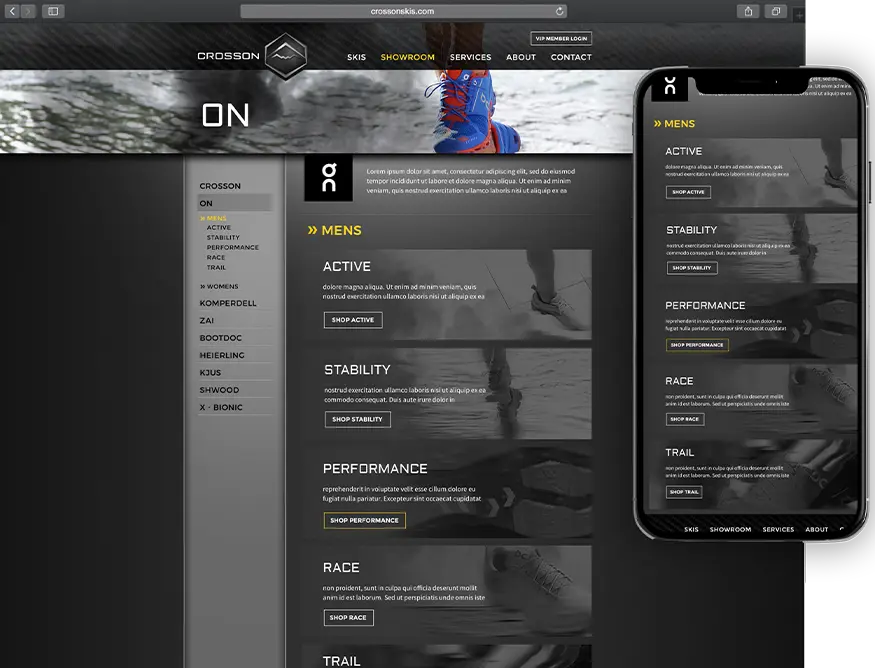 Website design for Crosson - ipad view.