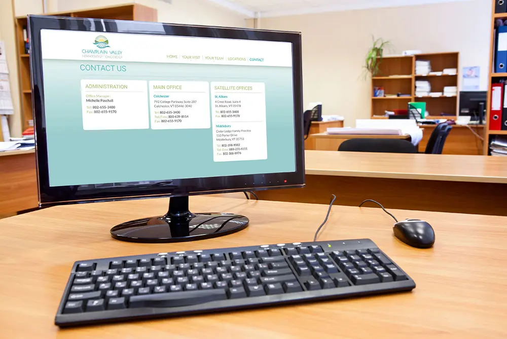 Website development for Champlain Valley Hematology and Oncology - use case scenario.