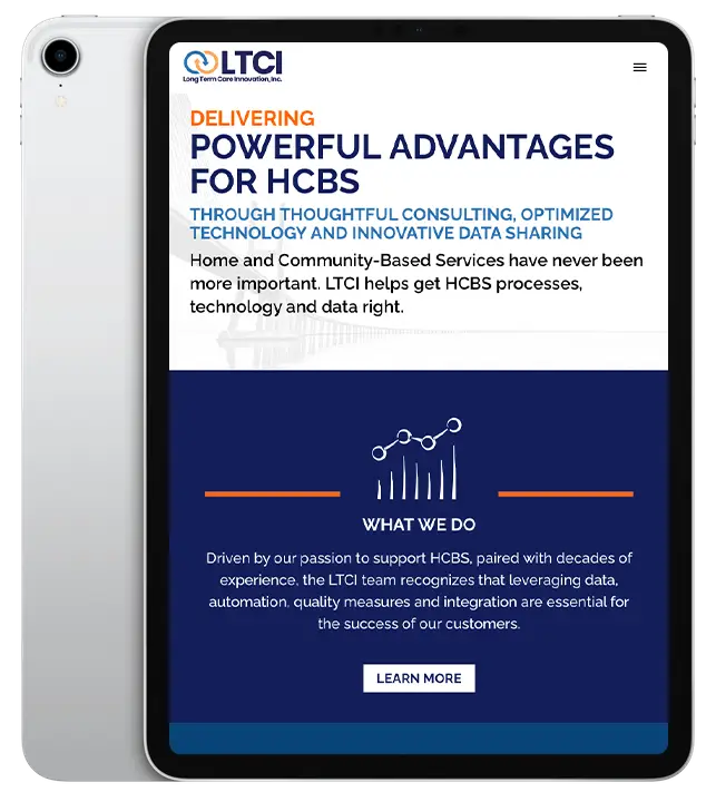 Website design for Long Term Care Innovation - ipad view.