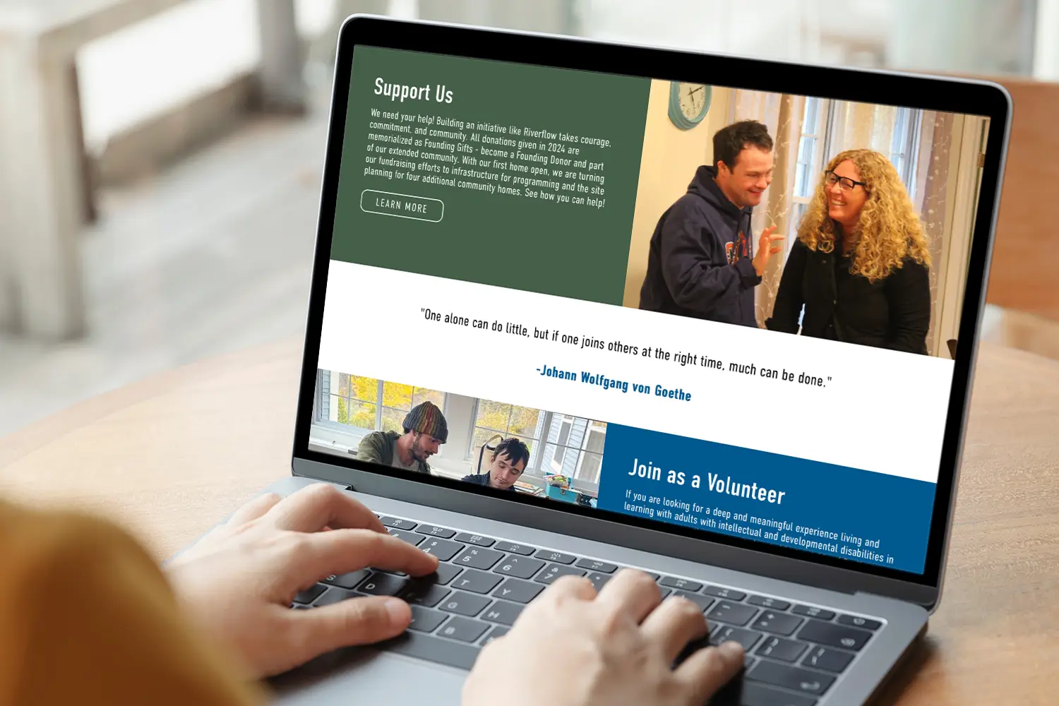 Website design for Riverflow Community - desktop view.