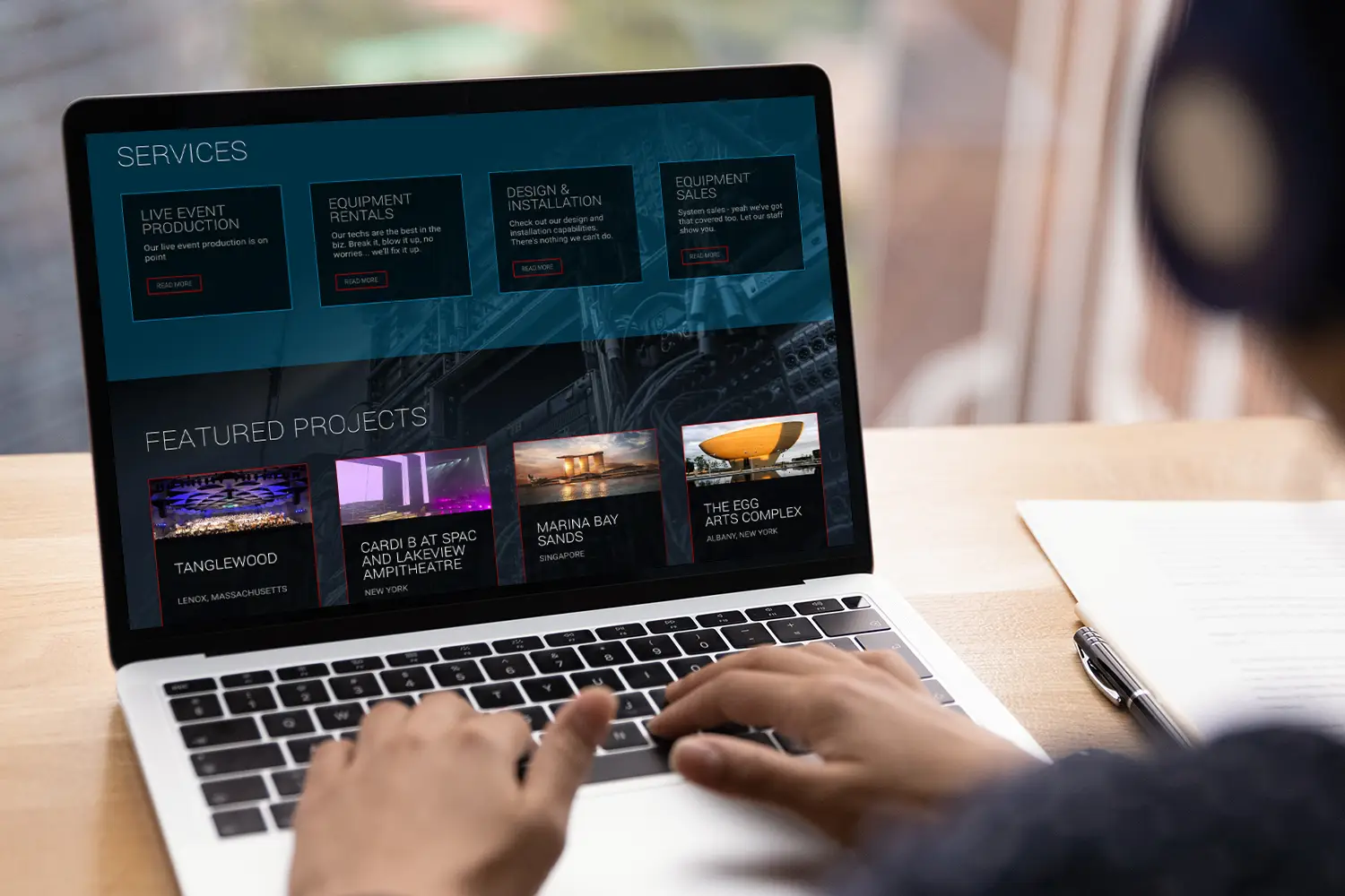Website design for Specialized Audio-Visual Inc. - desktop view.