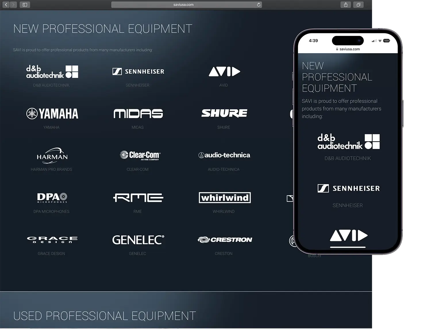 Website design for Specialized Audio-Visual Inc. - alt view.