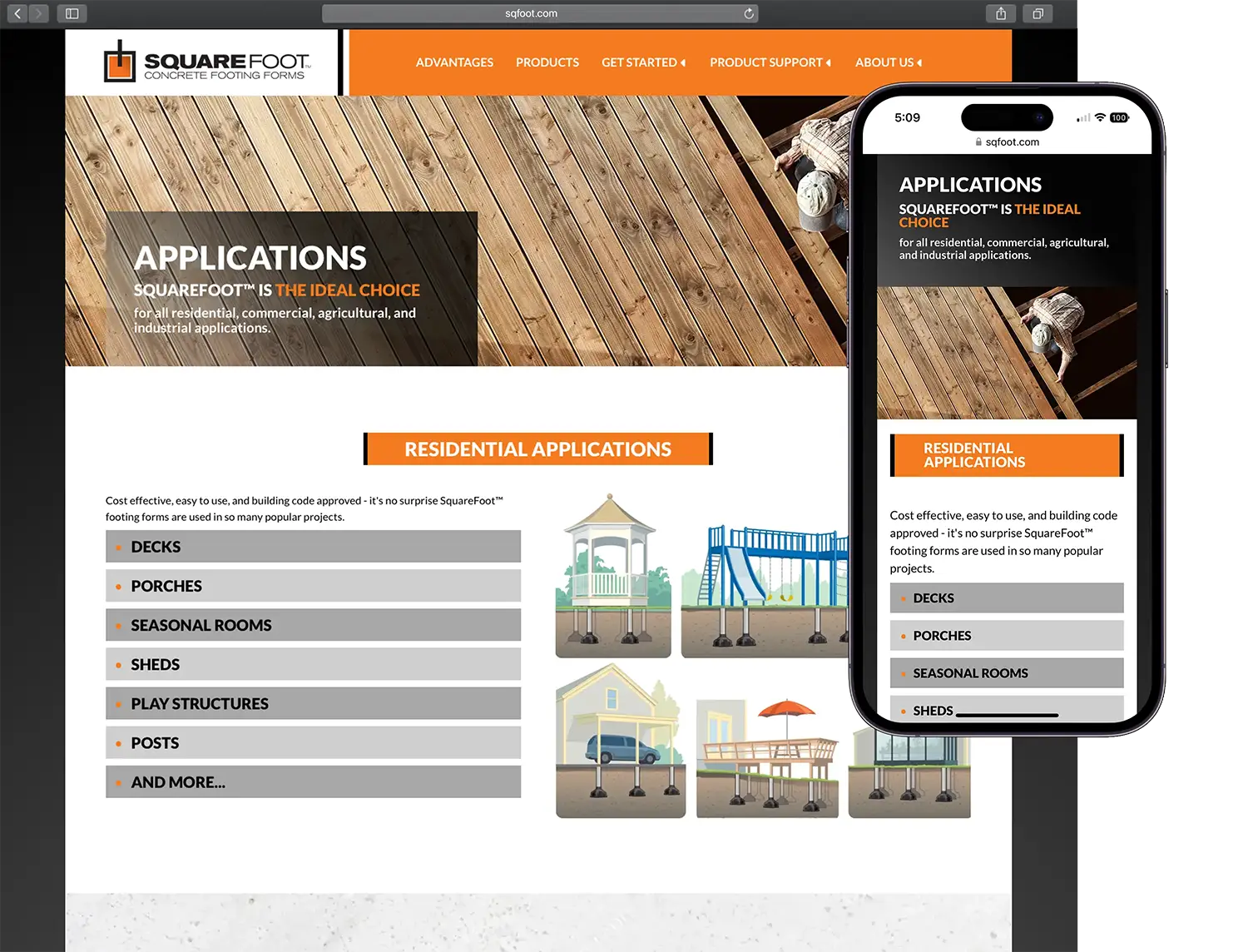 Website design for SquareFoot - alt view.