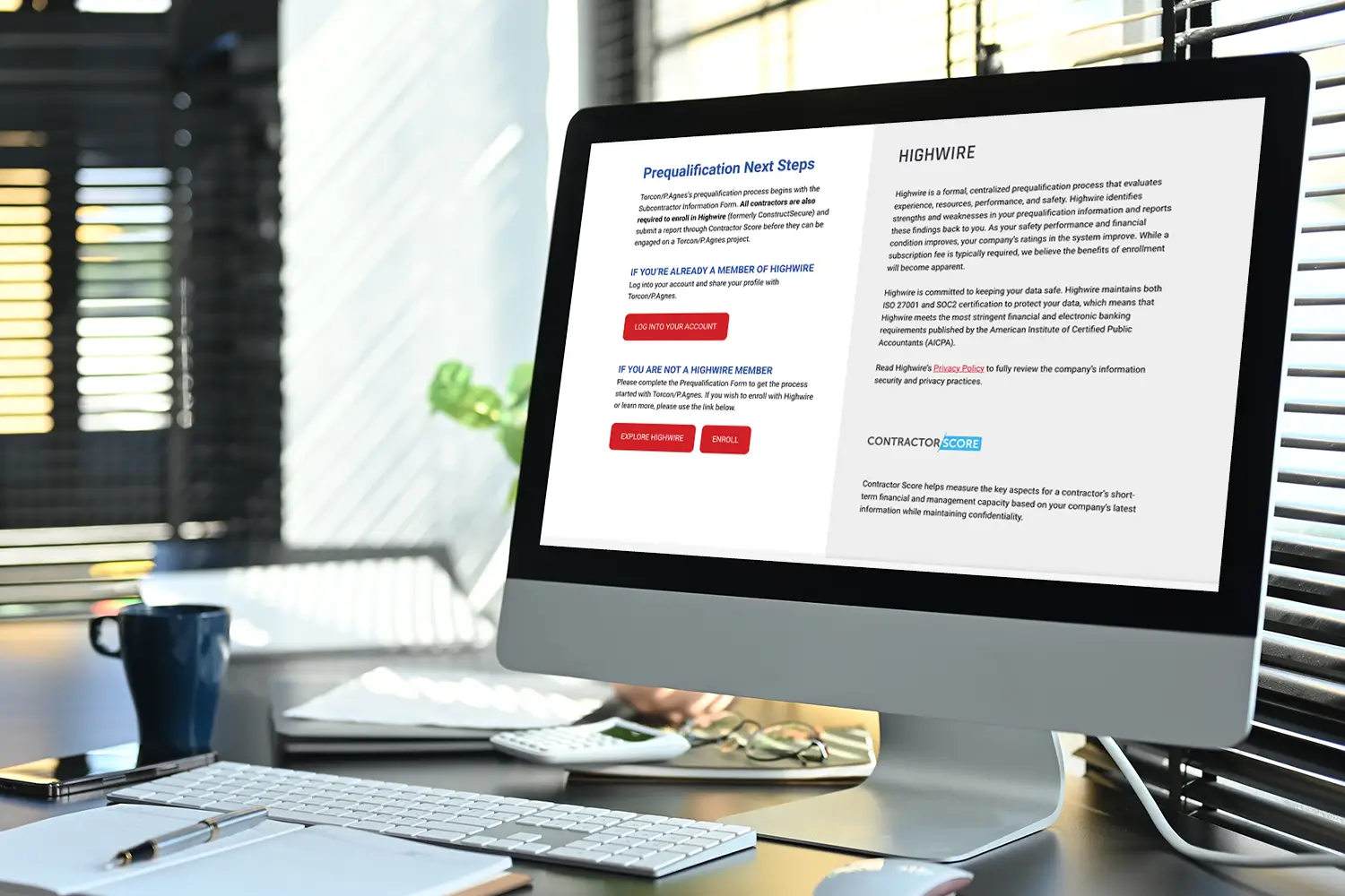 Website design for Torcon/P. Agnes - desktop view.