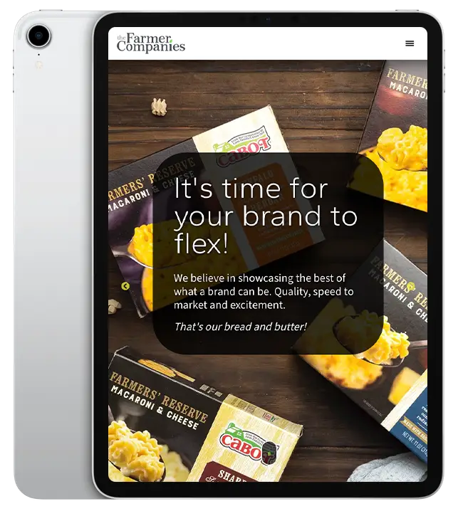 Website design for The Farmer Companies - ipad view.