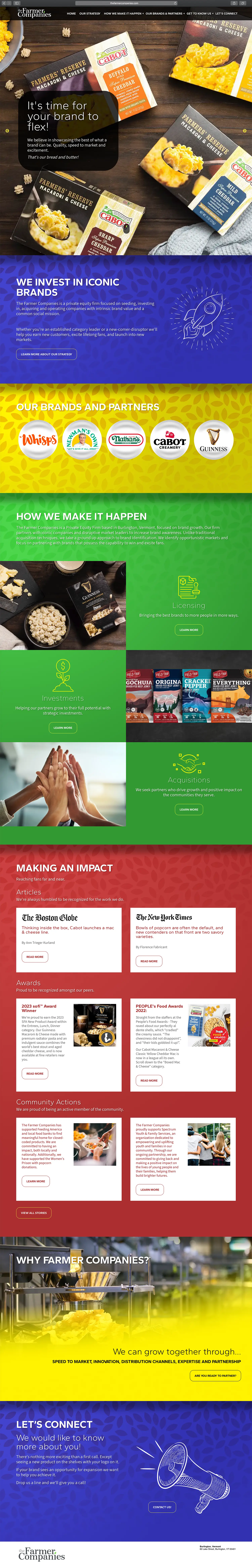 Website design and website development for The Farmer Companies - homepage view.