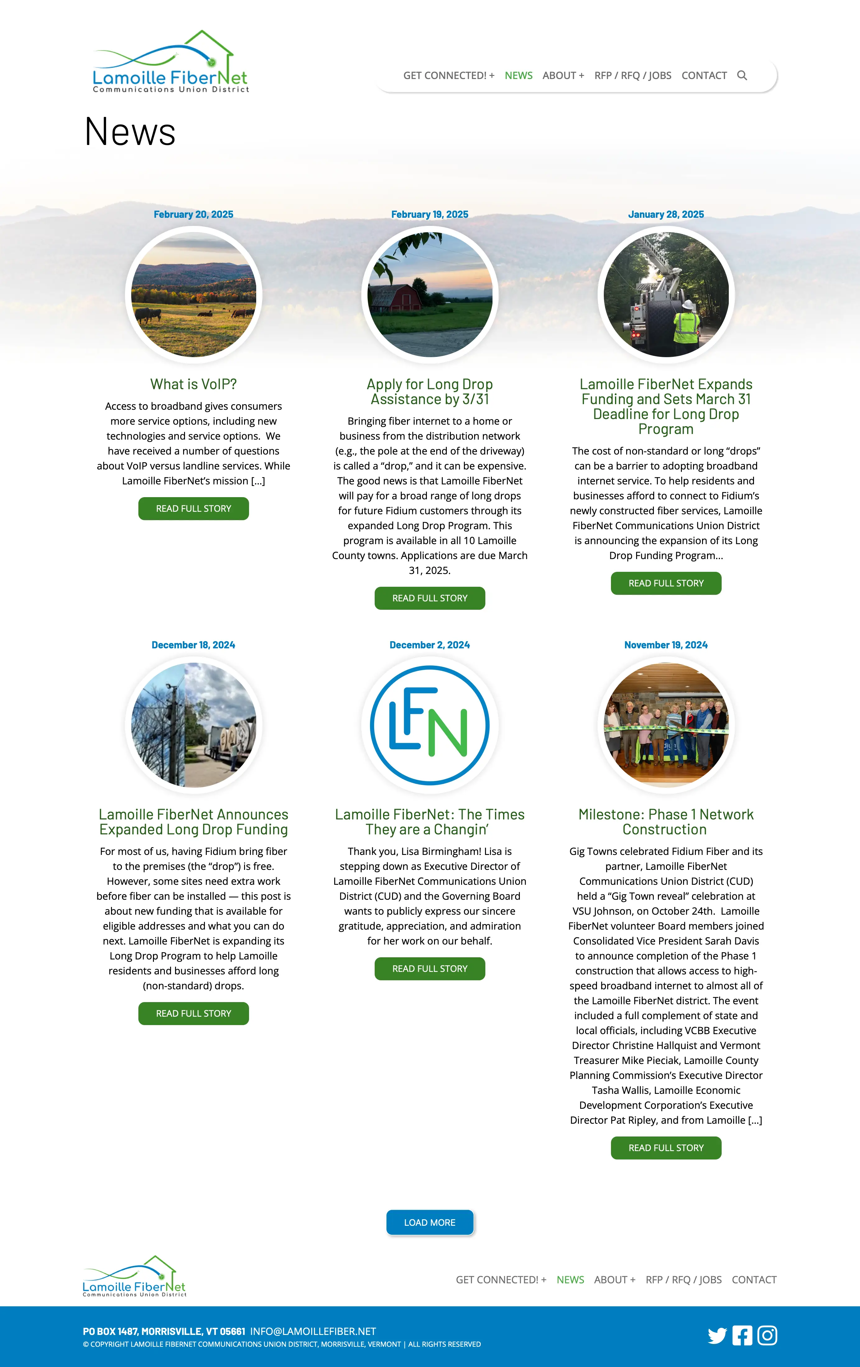 Website design and website development for Lamoille FiberNet - secondary page view.