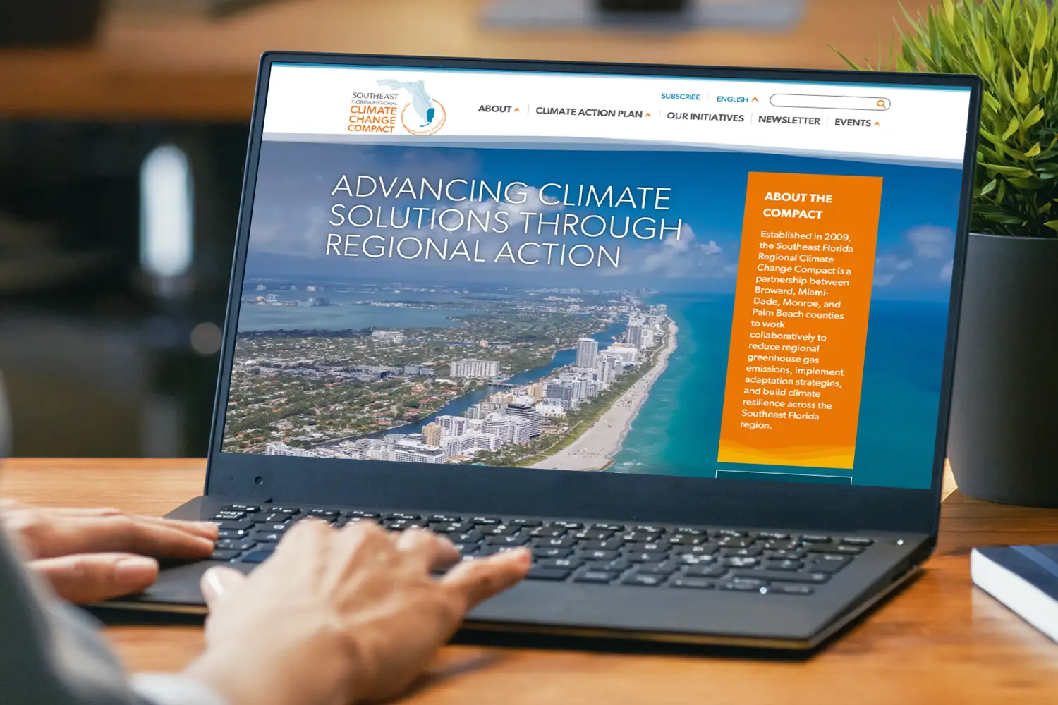 Website design for The Southeast Florida Regional Climate Change Compact - desktop view.
