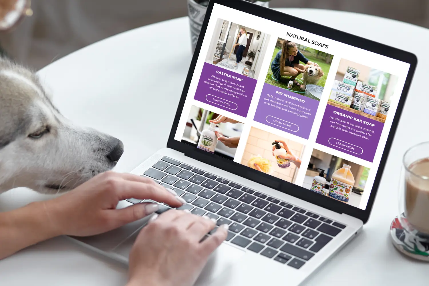Website design for Vermont Soap - desktop view.