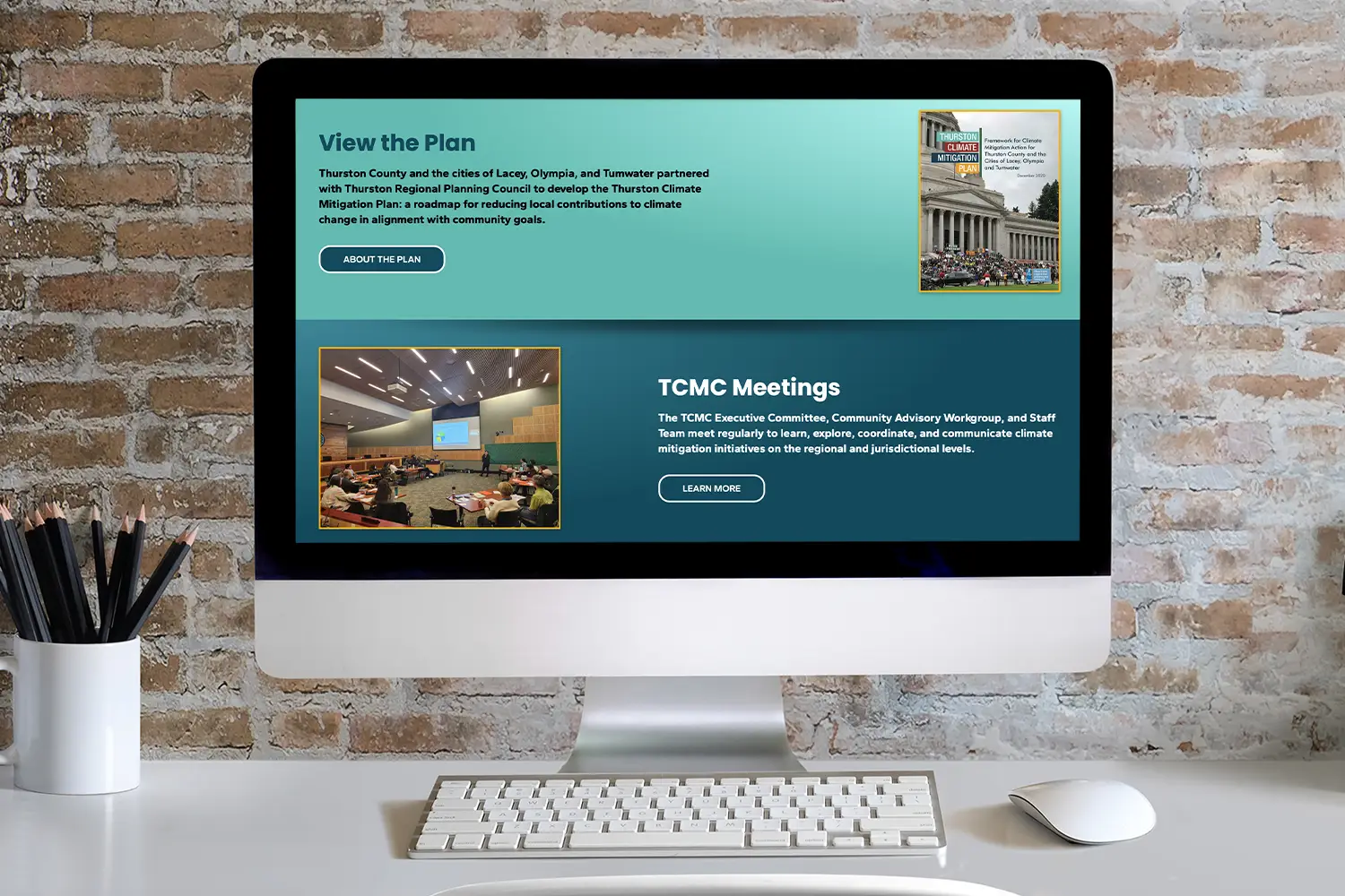 Website design for The Thurston Climate Mitigation Collaborative - desktop view.