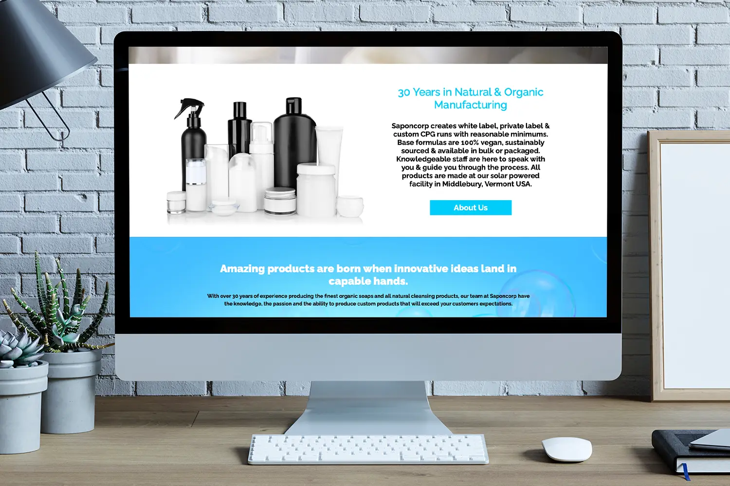 Website design for Saponcorp - desktop view.