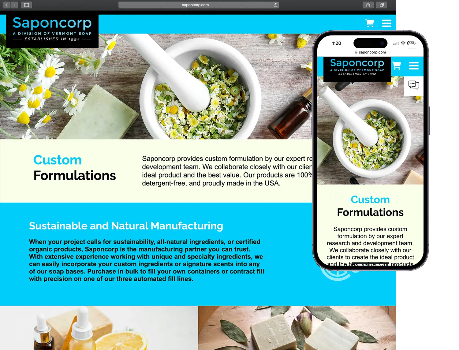Website design for Saponcorp - alt view.
