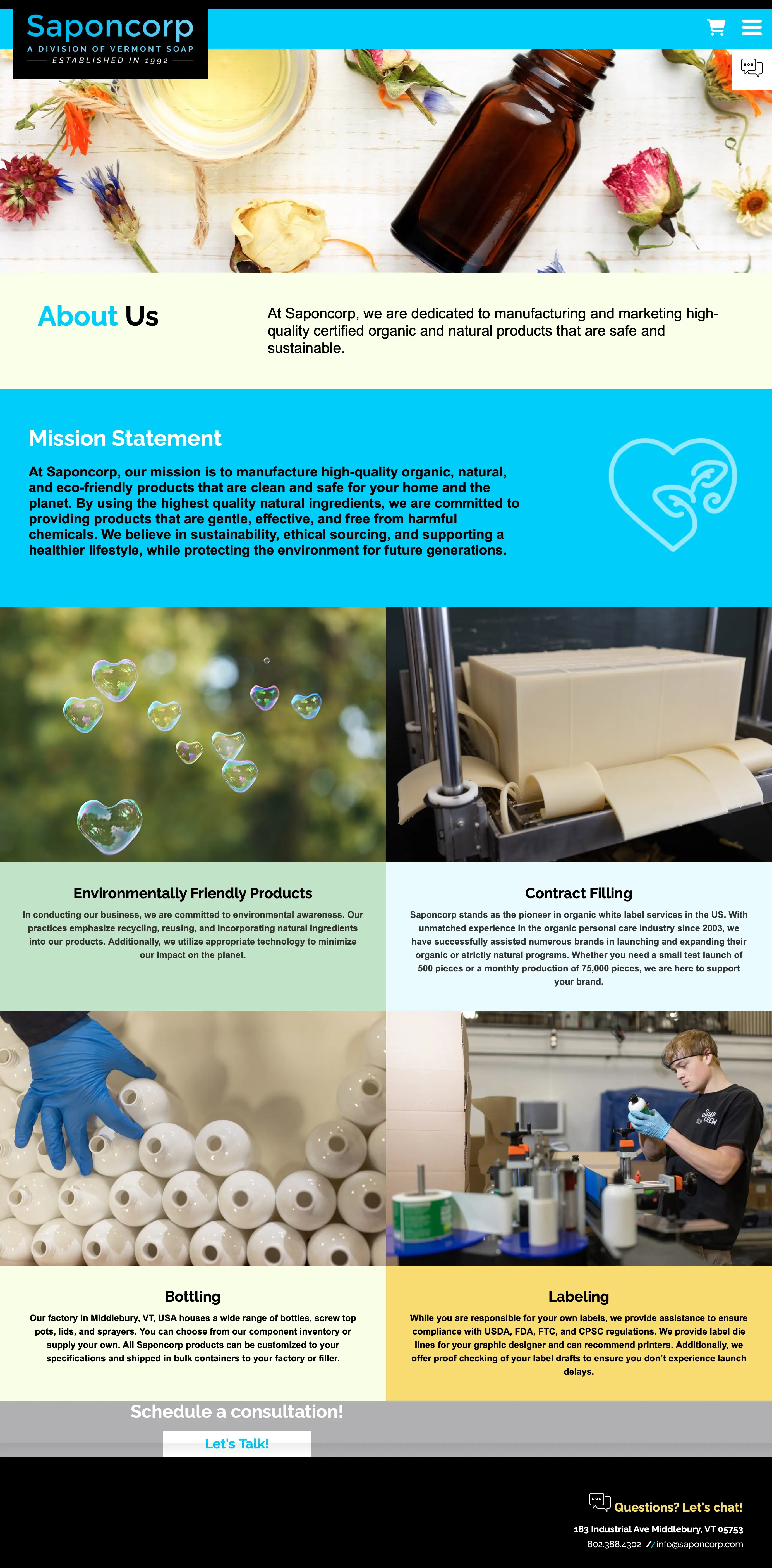 Website design and website development for Saponcorp - secondary page view.