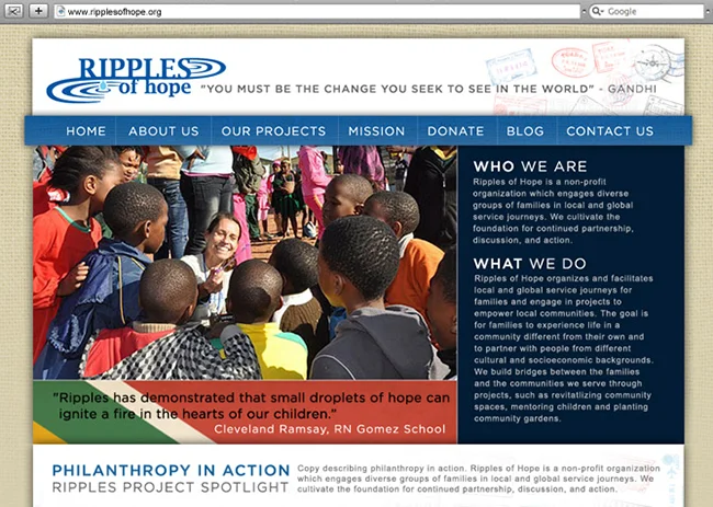 Vermont Website Design, Website Development for Ripples of Hope 