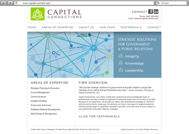 Vermont Website Design, Website Development for Capital Connections 