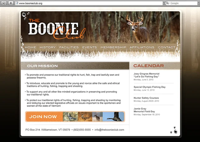 Vermont Website Design, Website Development for The Boonie Club