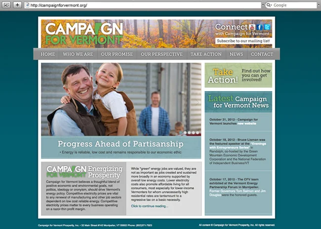 Vermont Website Design, Website Development for Campaign for Vermont