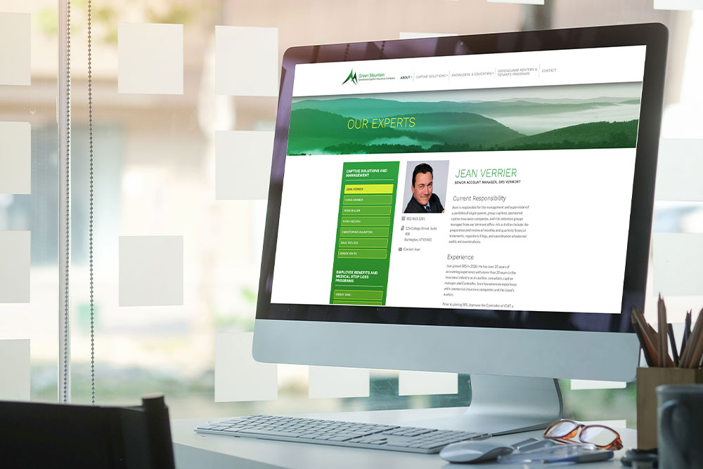 Website development for Green Mt. Captive - use case scenario.