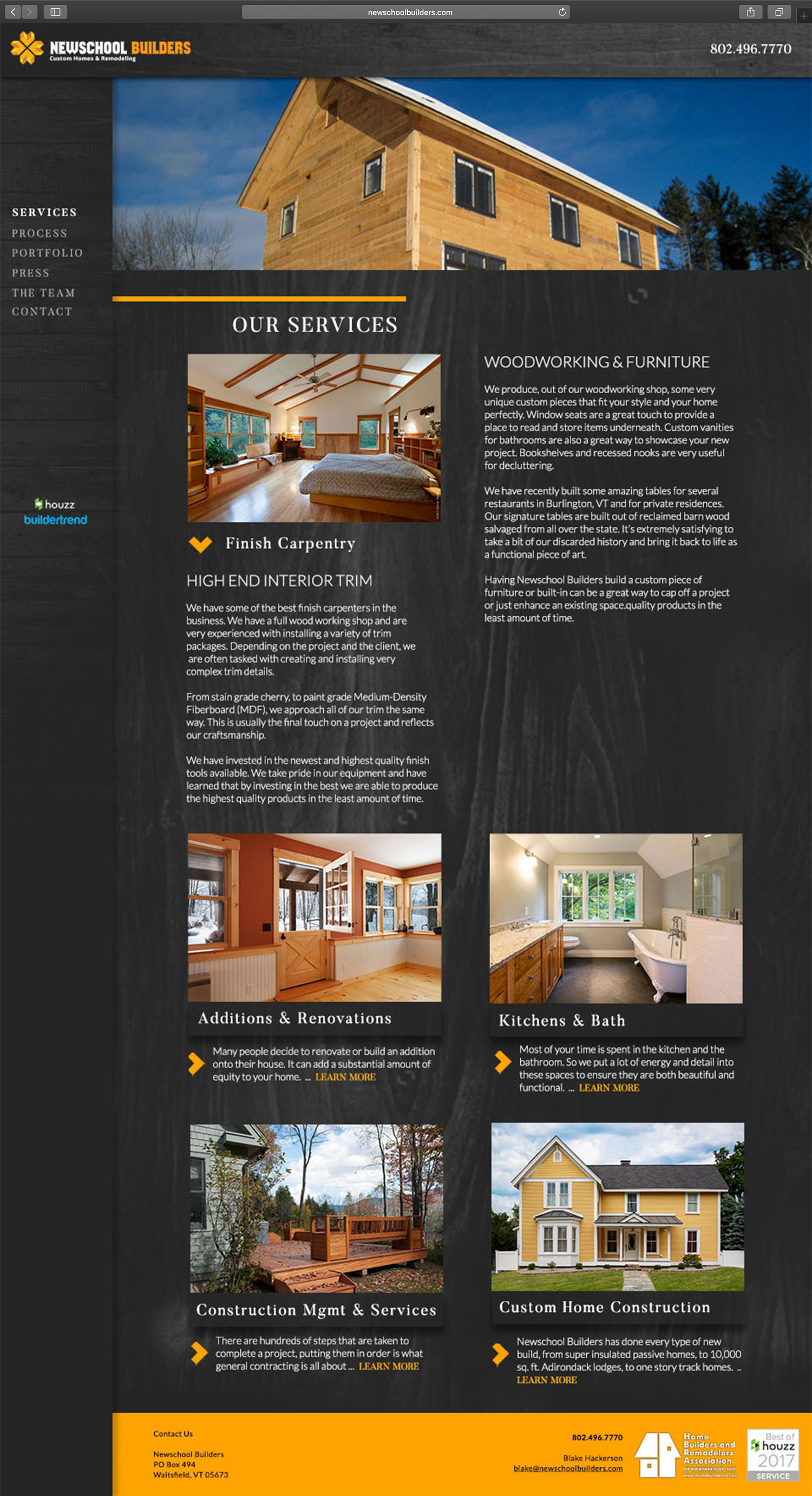 Website design and website development for New School Builders - secondary page view.