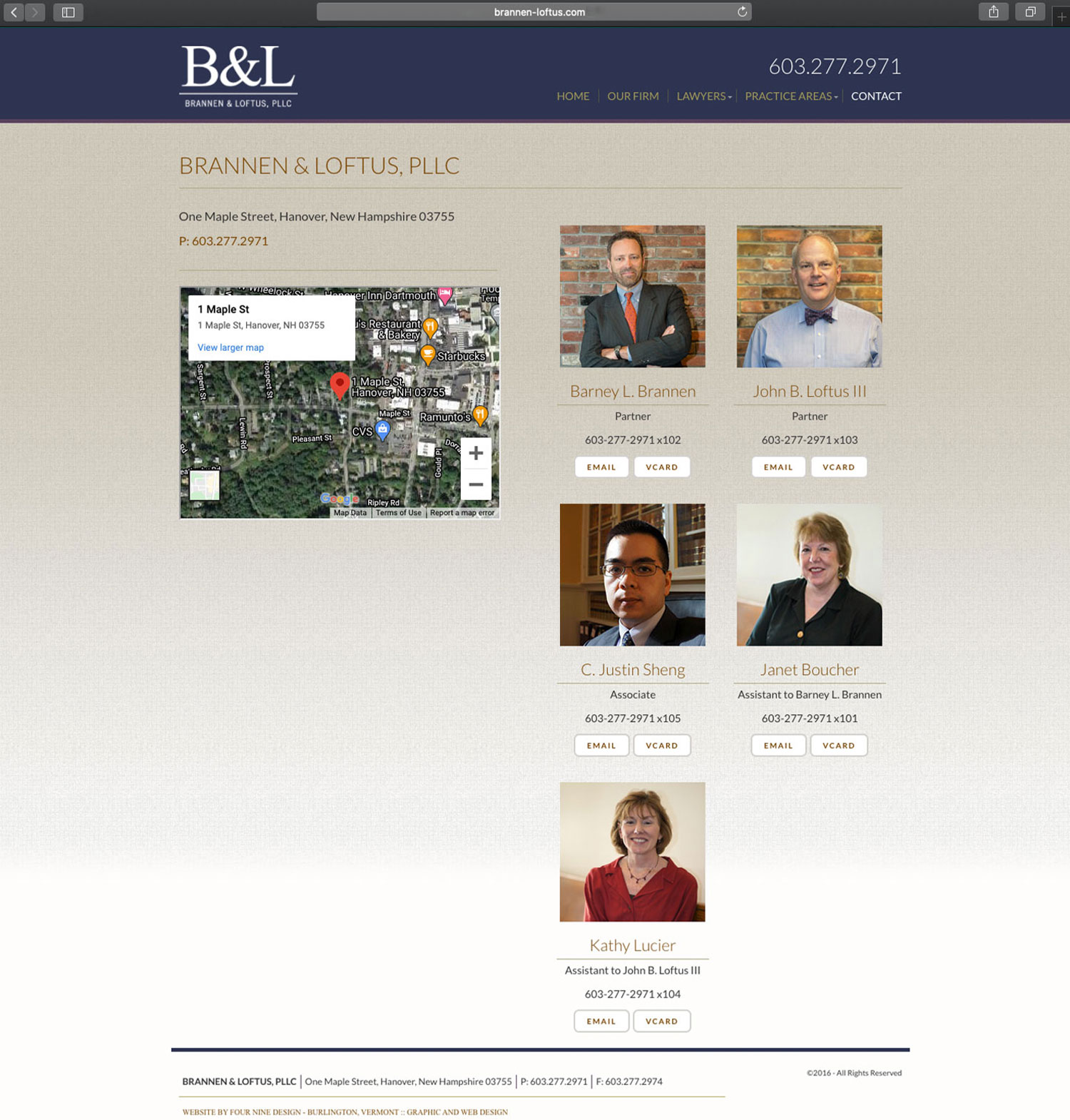 Website design and website development for Brannen and Loftus - secondary page view.