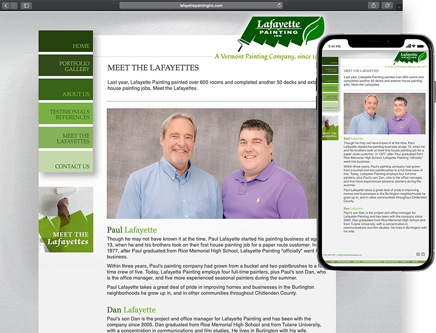 Website development for Lafayette Painting - desktop and mobile view.