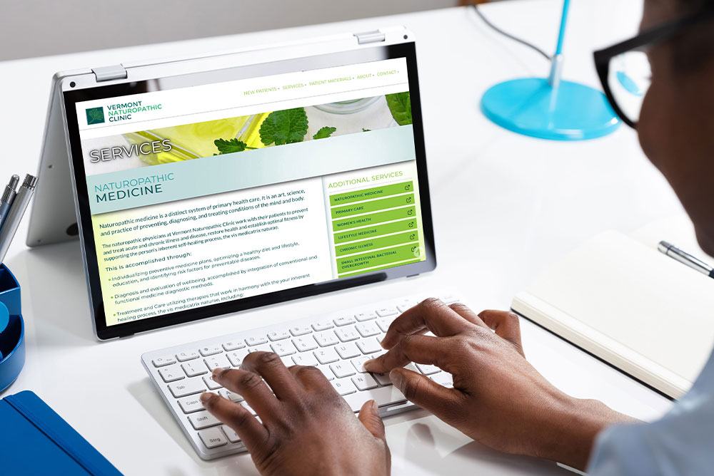 Website development for Vermont Naturopathic Clinic - use case scenario.