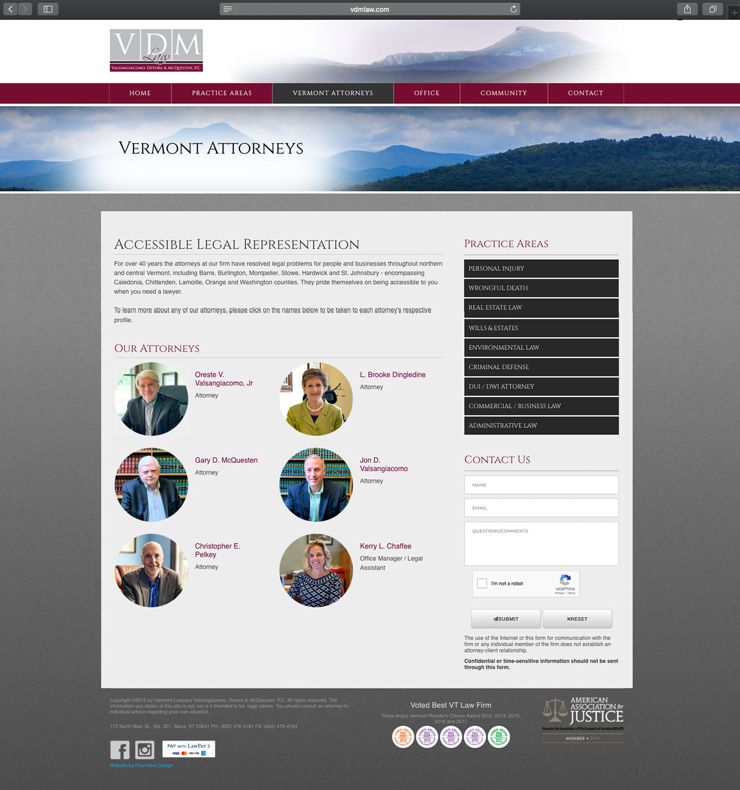 Website design and website development for VDM Law - secondary page view.