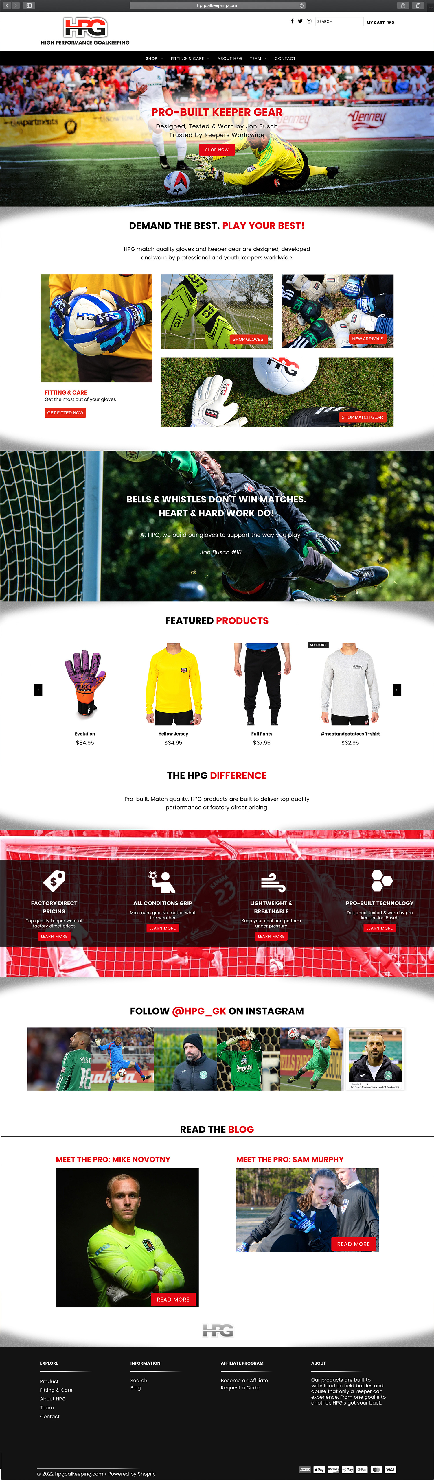 Website design and website development for HPG - homepage view.