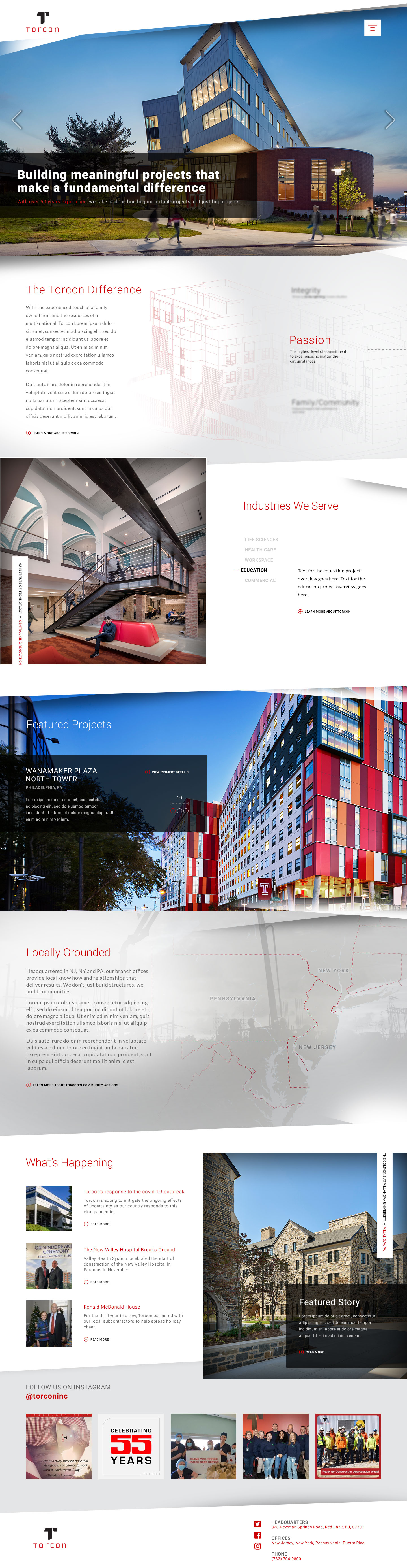 Website design and website development for Torcon - homepage view.