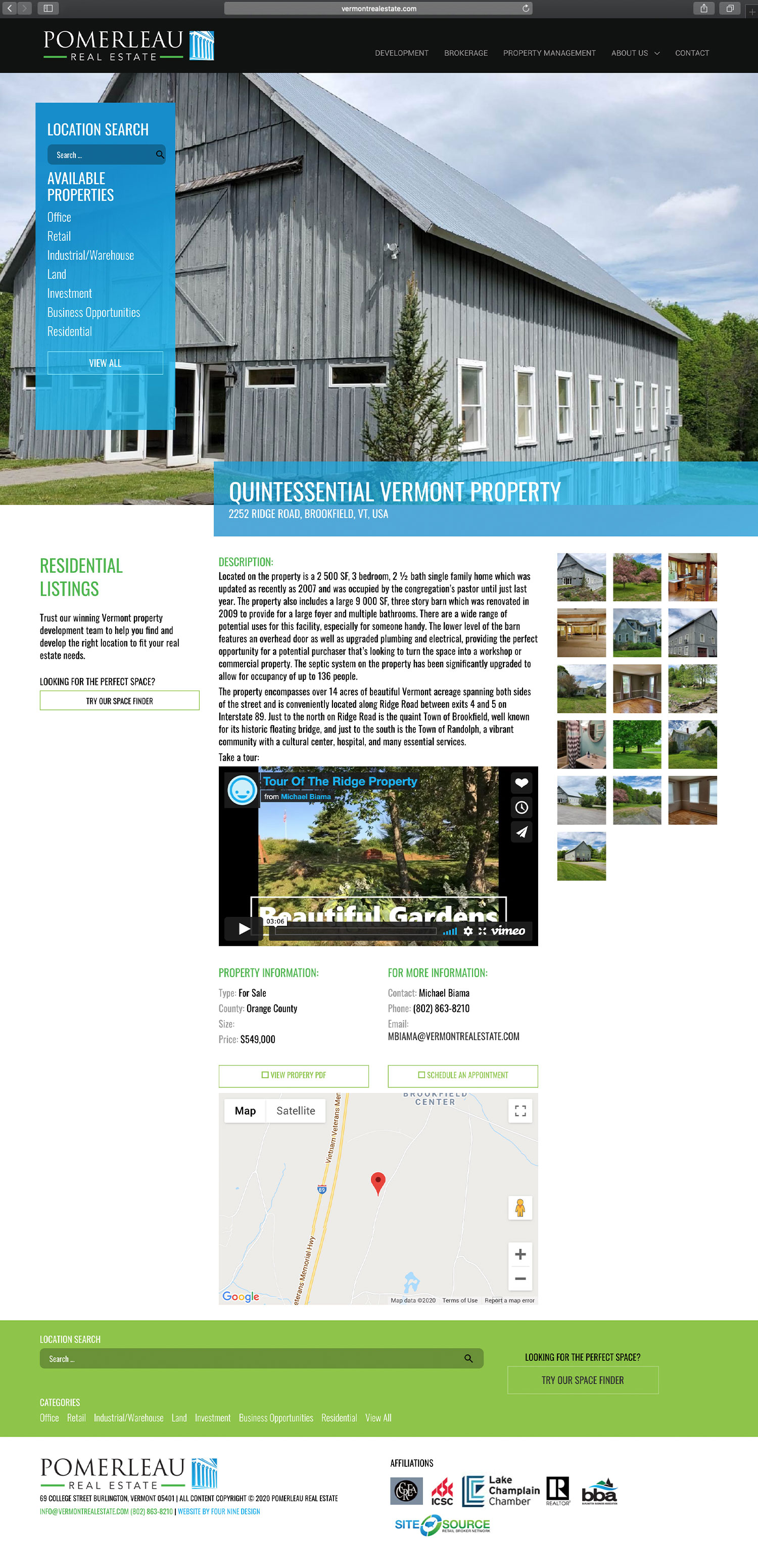 Website design and website development for Pomerleau Real Estate - secondary page view.