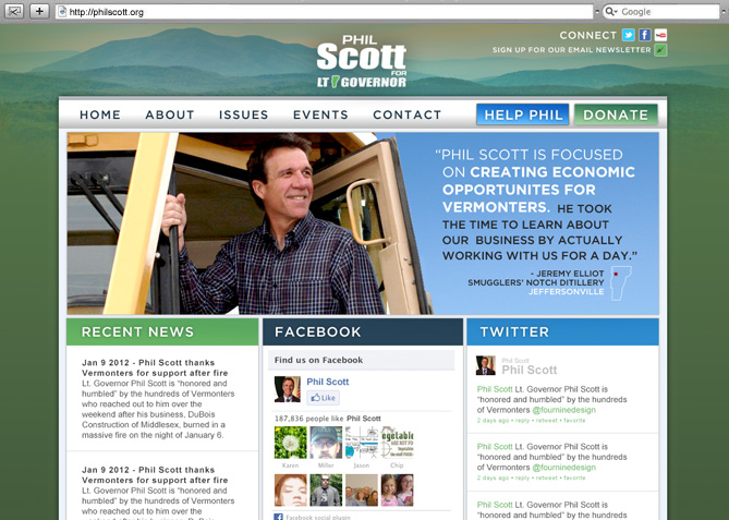 Website Design, Website Development for Phil Scott for Lt. Governor
